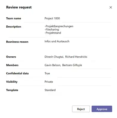 Microsoft Teams: request a team