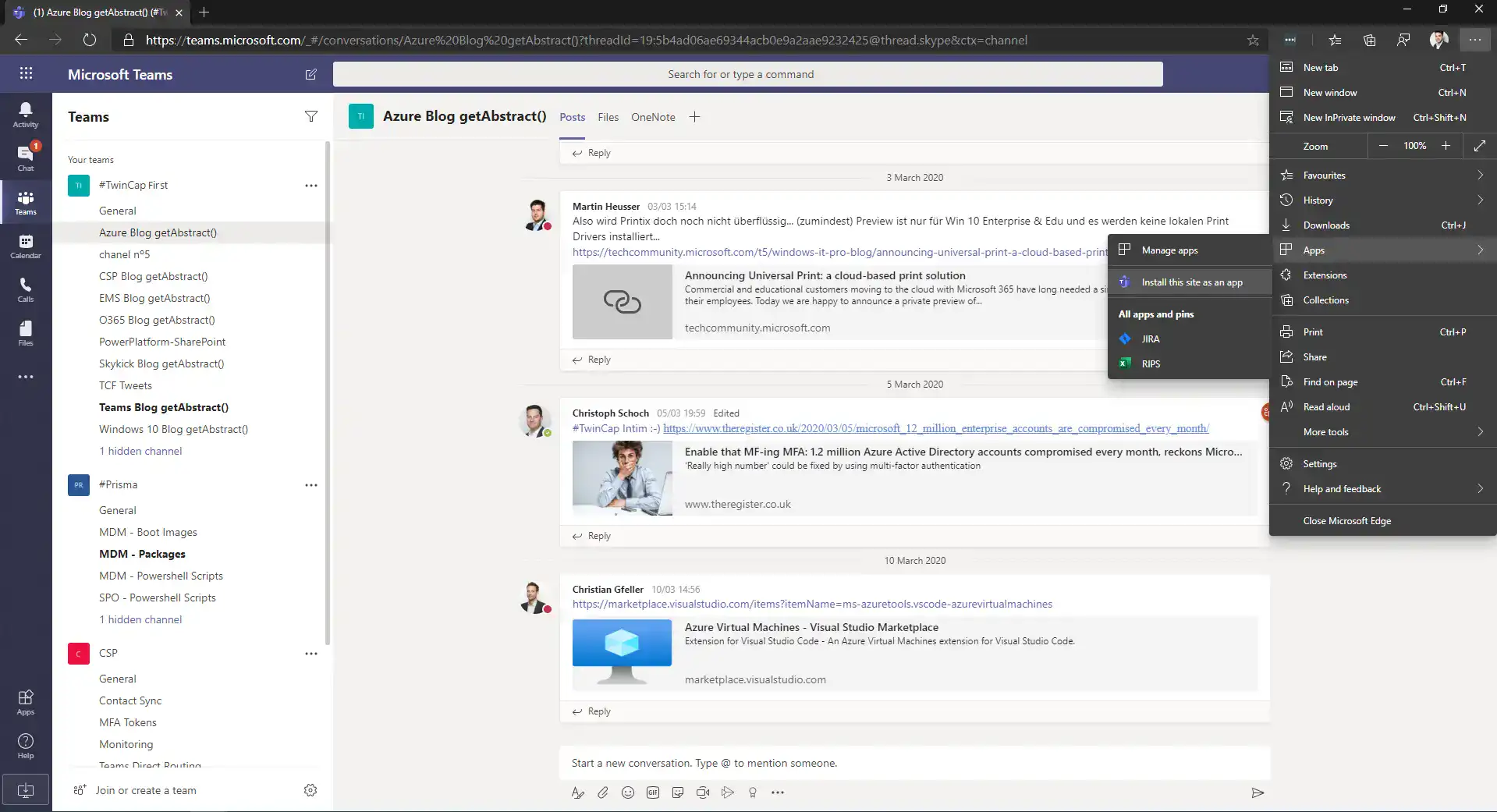 Mehrere Microsoft Teams als Progressive Web App parallel installieren