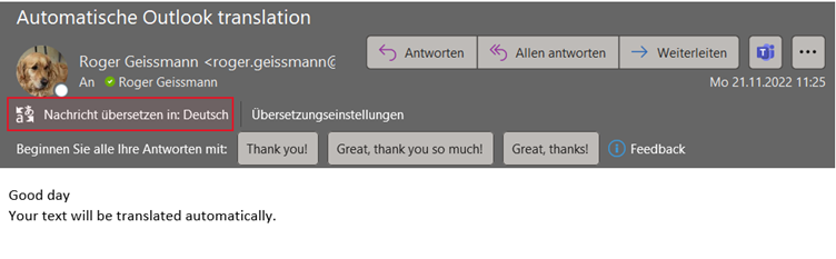 Outlook E-Mails automatisch übersetzen