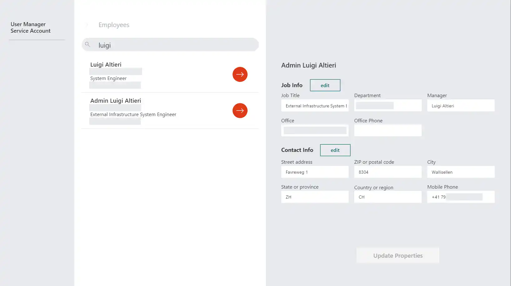 User Manager PowerApp mit Power Automate