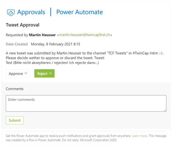PowerAutomate: User-Input via Mobile Abfragen
