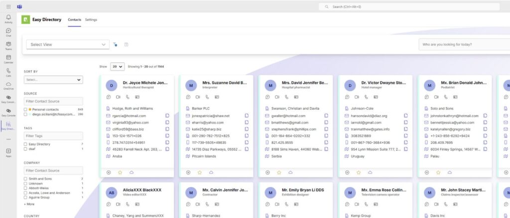 Kontakte aus dem besten Firmenadressbuch für Microsoft Teams - Easy Directory