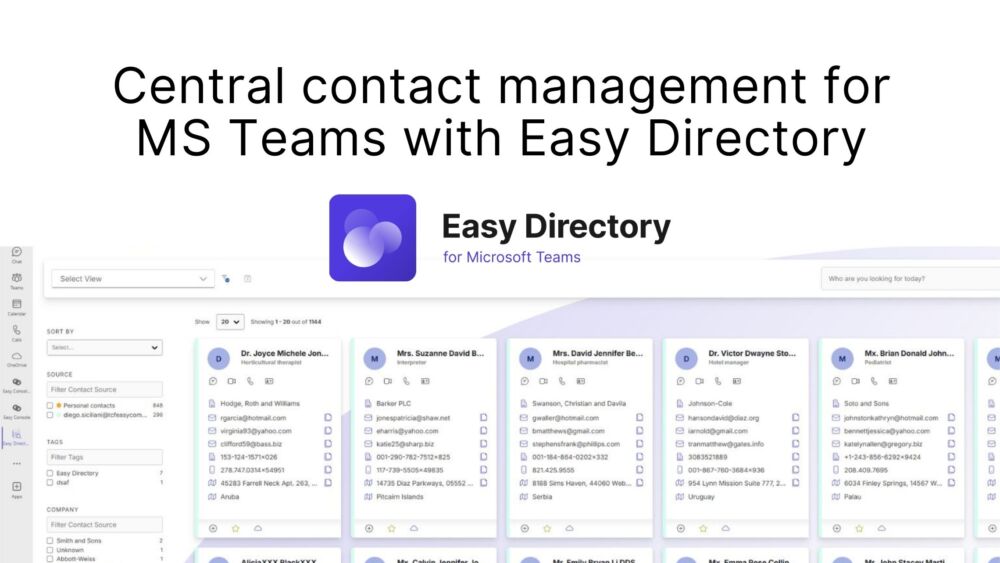 Central contact management for MS Teams with Easy Directory