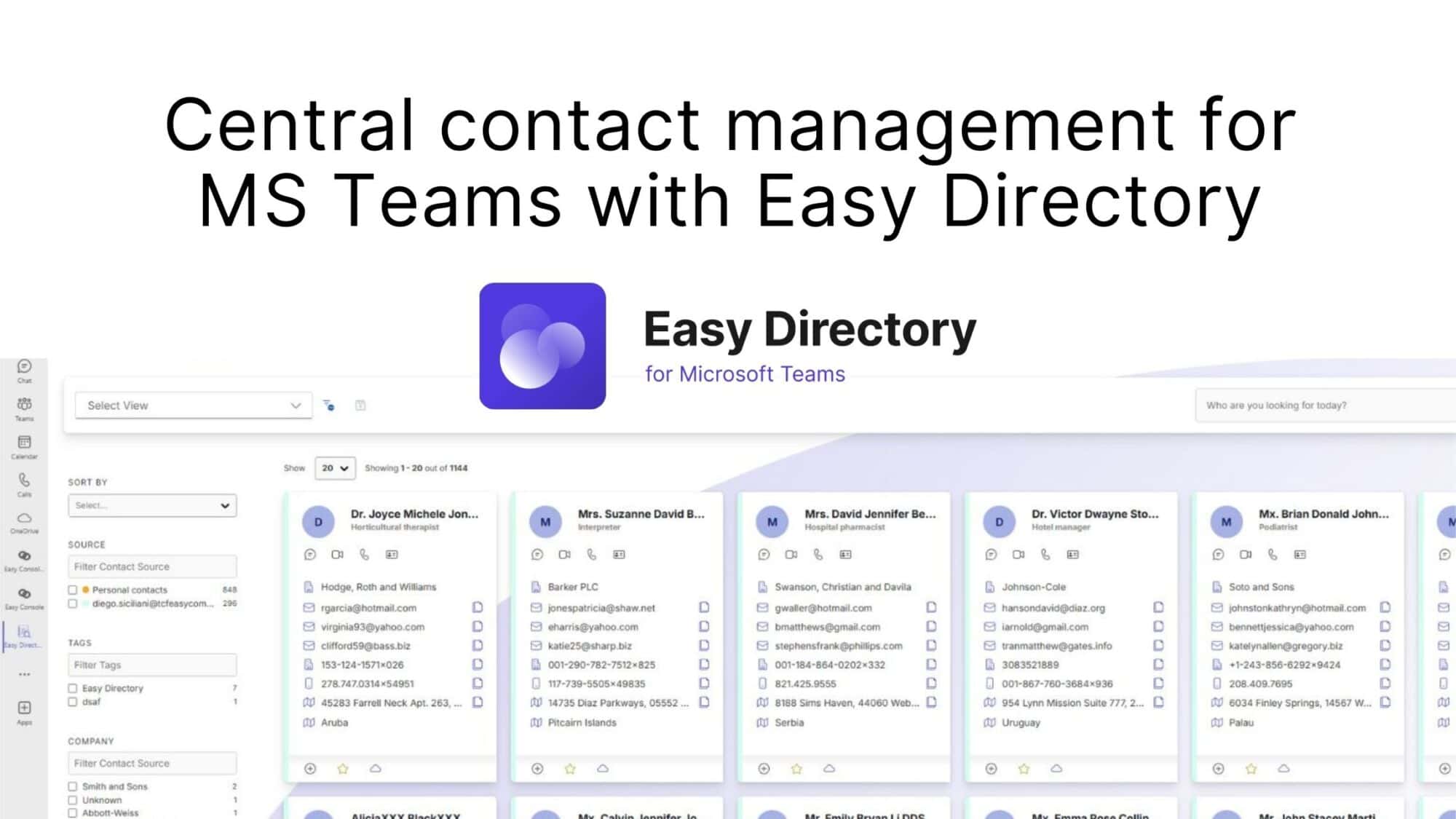 Central contact management for MS Teams with Easy Directory