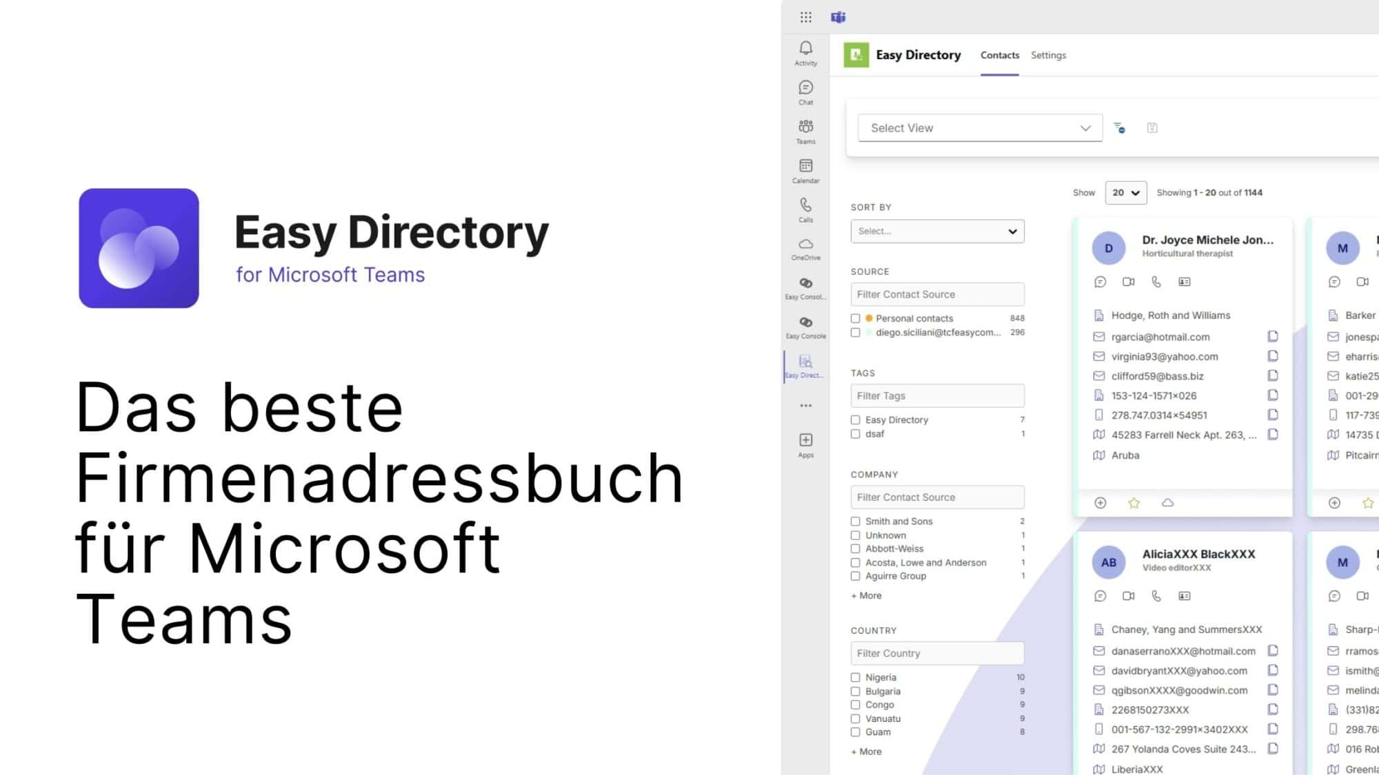 Das beste Firmenadressbuch für Microsoft Teams