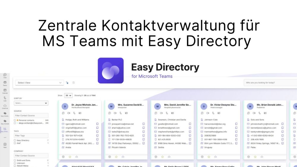 Zentrale Kontaktverwaltung für MS Teams mit Easy Directory