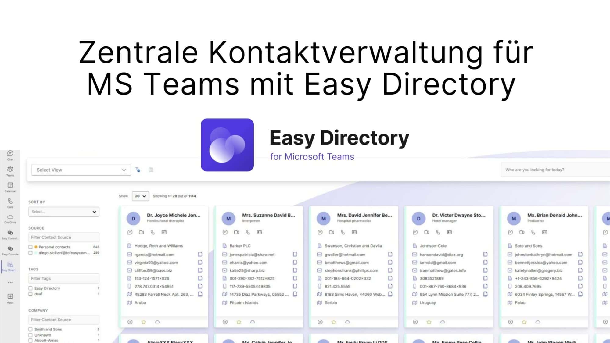 Zentrale Kontaktverwaltung für MS Teams mit Easy Directory