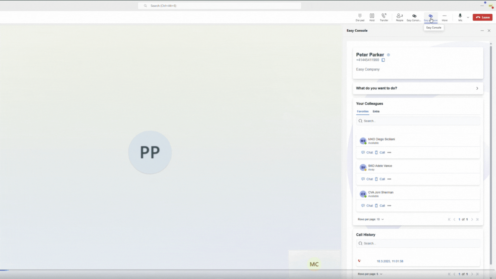 Slideshow Call Center Integration für Microsoft Teams