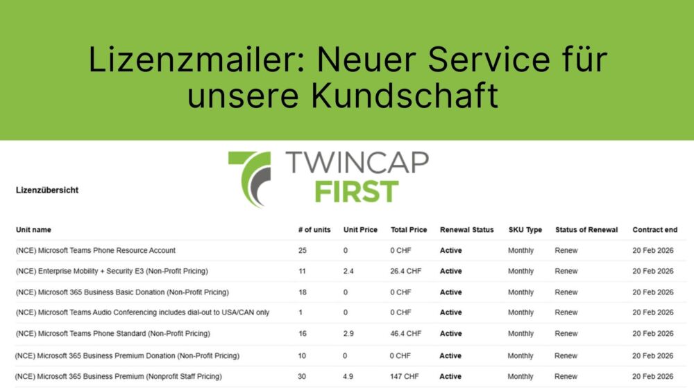 Lizenzmailer von TwinCap First