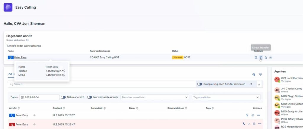 Easy Calling Dashboard in Microsoft Teams – Übersicht über Anrufe in Echtzeit