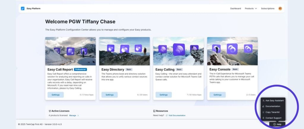 Insight into the Easy platform - easily configure add-ons