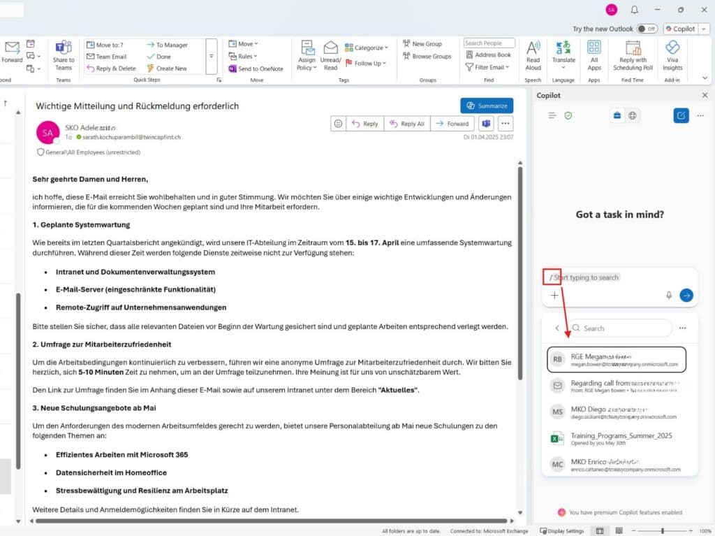 Arbeite smarter mit Befehlen in Microsoft Copilot Chat