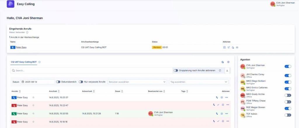 Die Überwachung von Call Queues in Microsoft Teams wird dank Easy Calling von TwinCap First ganz einfach