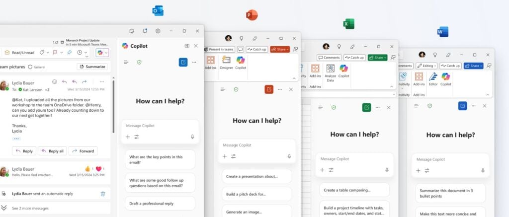Microsoft Copilot Chat ist direkt in den Apps integriert, die du täglich brauchst