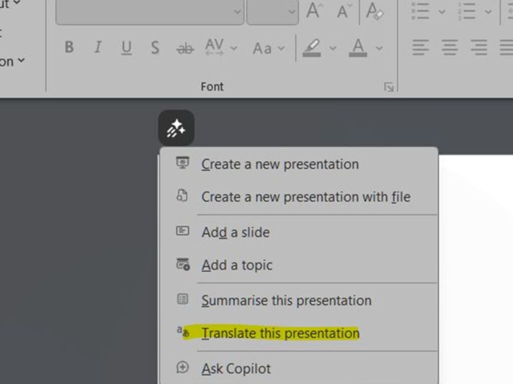 PowerPoint Präsentationen mit dem Microsoft Copilot mit einem Klick ganz einfach übersetzen
