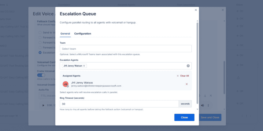 Smart escalation management in Easy Calling for Microsoft Teams